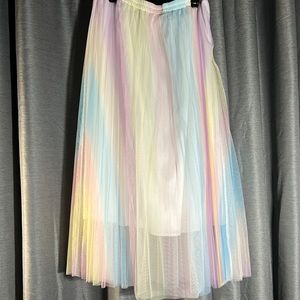 Unique Vintage Pastel Rainbow Pleated Skirt